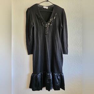 Chic Black Long Sleeve Dress with Embellishments